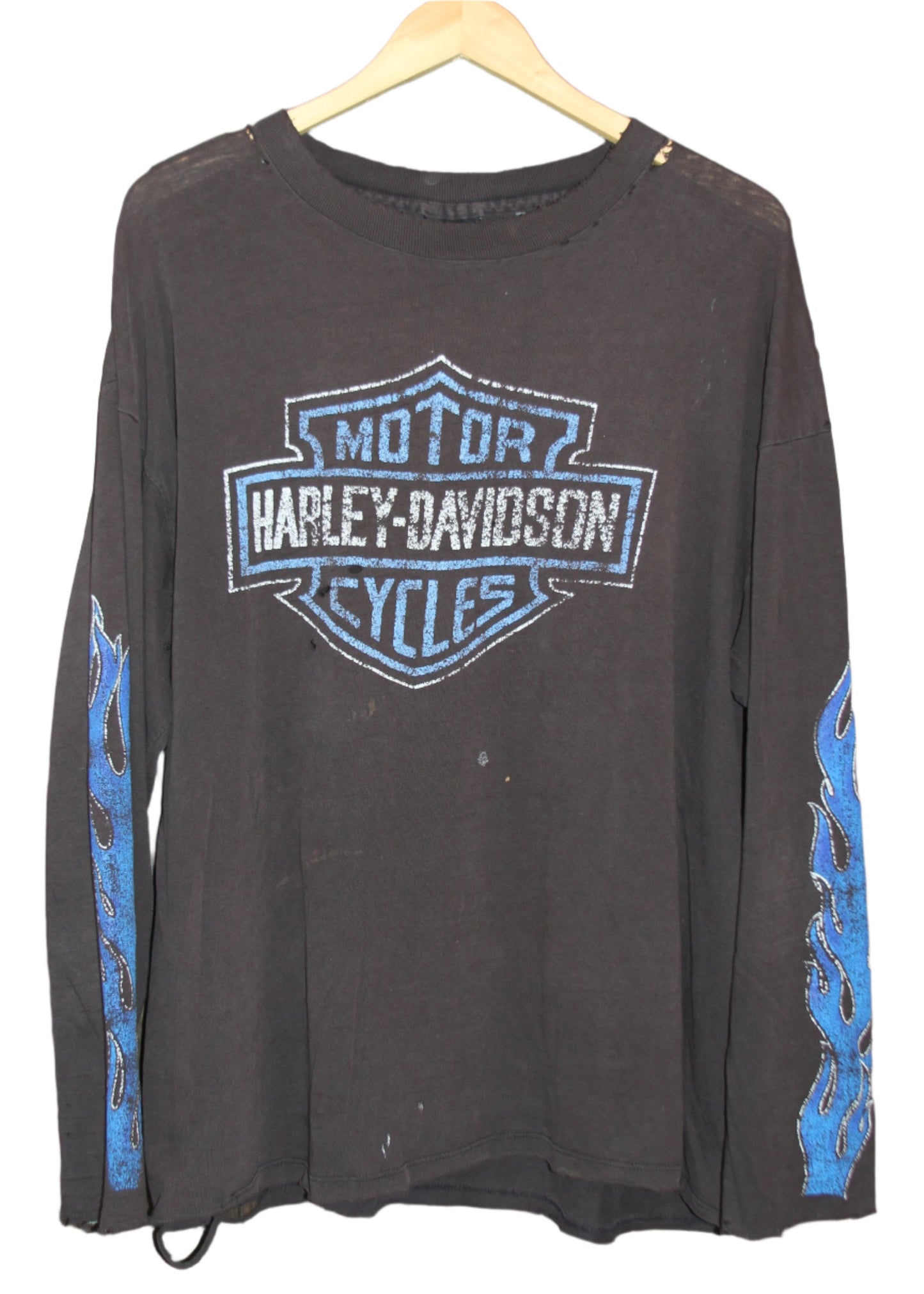 THRASHED VINTAGE HARLEY DAVIDSON FLAME LS (XXL)