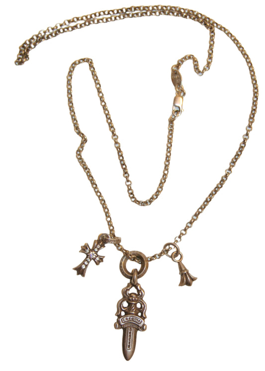 CHROME HEARTS DIAMOND PENDANT SET + ROLL CHAIN (20 INCH)