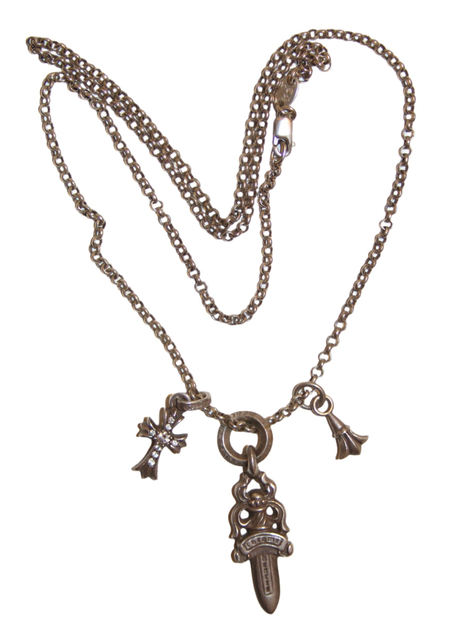 CHROME HEARTS DIAMOND PENDANT SET + ROLL CHAIN (20 INCH)